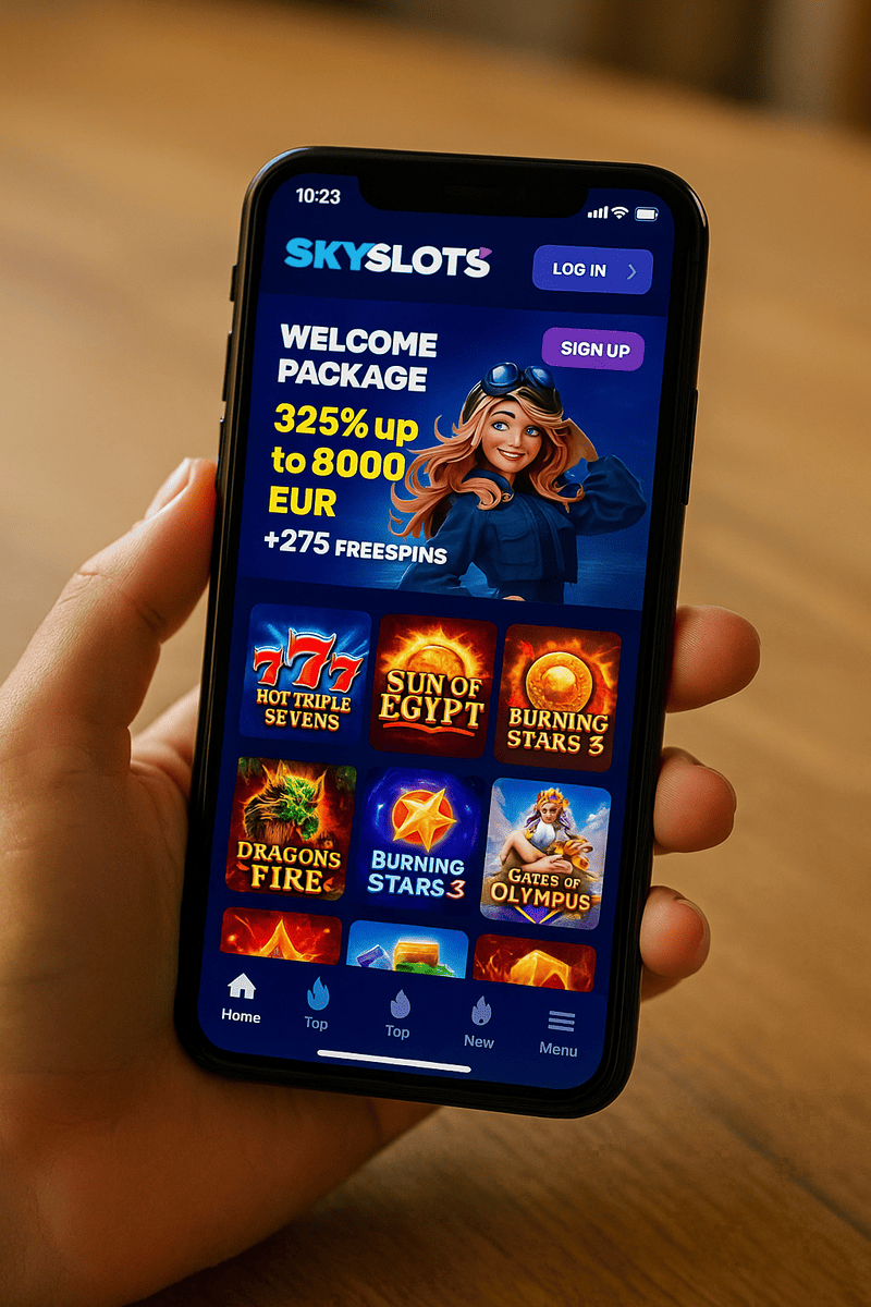 Sky Slots Casino mobiel spelen met welkomstbonus en populaire slots
